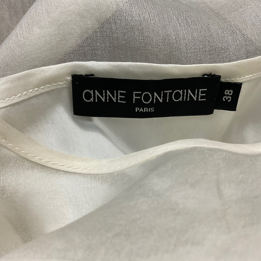Anne Fontaine Spring Silk Sheer Rose Cuff Button Back Top Blouse 38 US 6 White - Picture 3 of 10